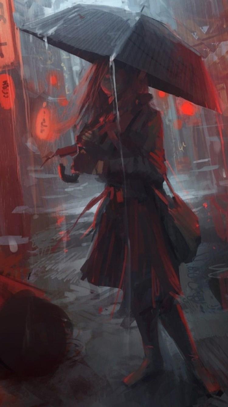 Anime Girl In Rain Wallpaper Download