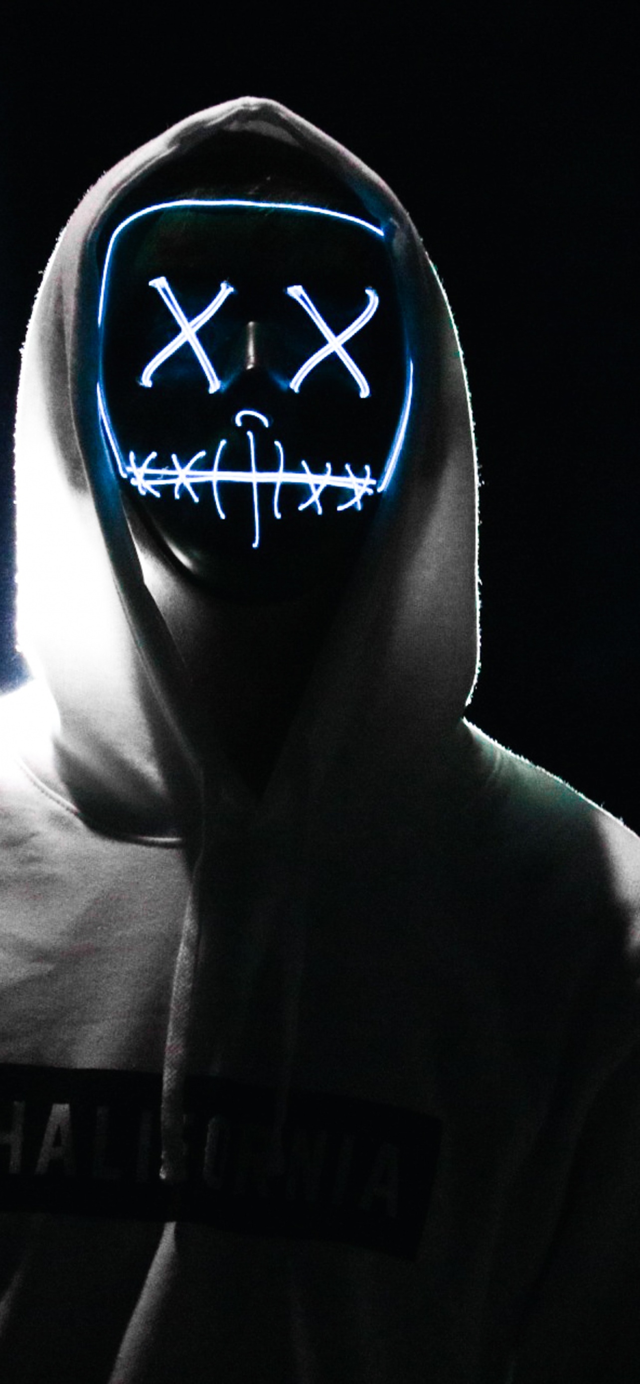 LED mask Wallpaper 4K, Hoodie, Dope, Night, Anonymous