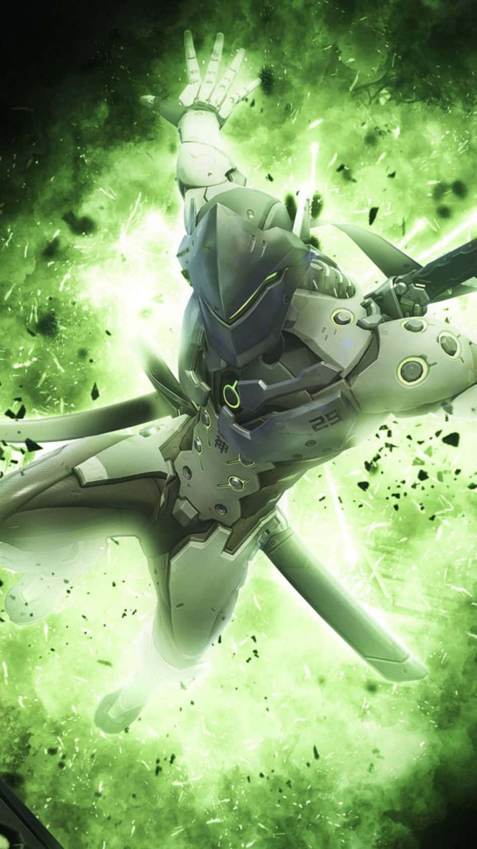 Download Genji from Overwatch: A Cybernetic Ninja in Battle Wallpaper