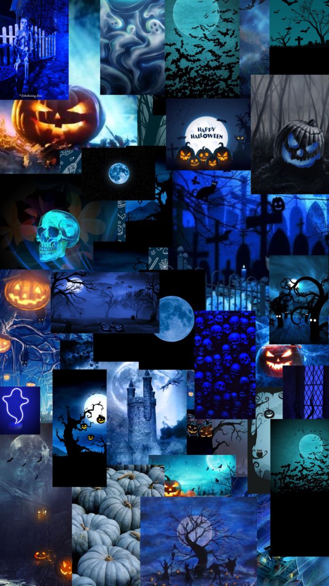 Blue halloween. Halloween wallpaper, Halloween wallpaper cute, Blue halloween wallpaper aesthetic