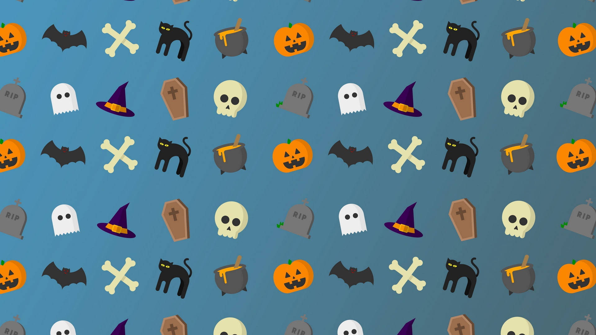 Download Blue Cute Aesthetic Halloween Spooky Icon Wallpaper