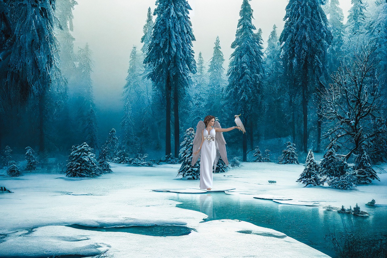 Download Fantasy Winter Angel Forest Royalty Free Stock Illustration Image
