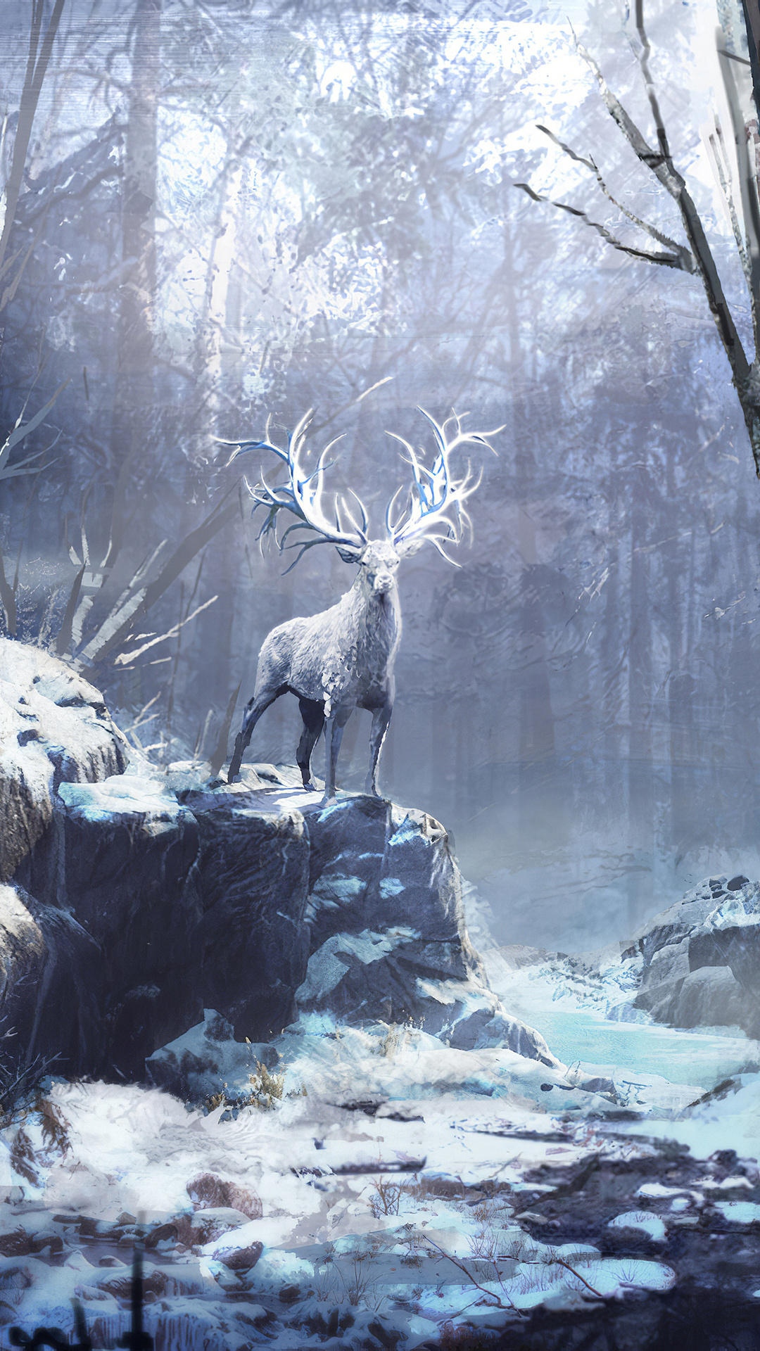 Winter Forest Reindeer 4k iPhone 7, 6s, 6 Plus, Pixel xl , One Plus 3, 3t, 5 HD 4k Wallpaper, Image, Background, Photo and Picture