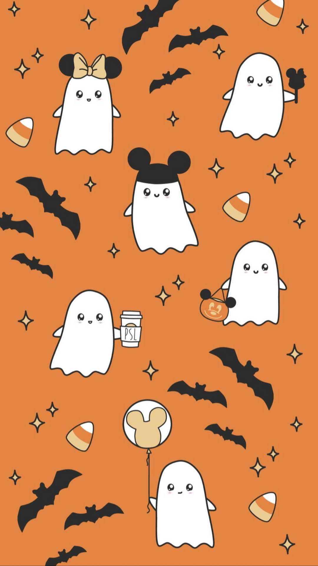 Download Ghosts And Bats Cute Disney Halloween Wallpaper