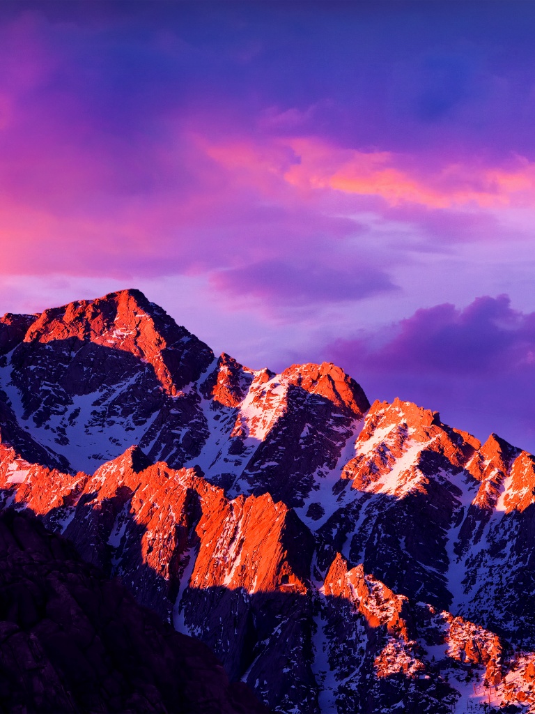 macOS Sierra Wallpaper 4K, Glacier mountains, Snow covered