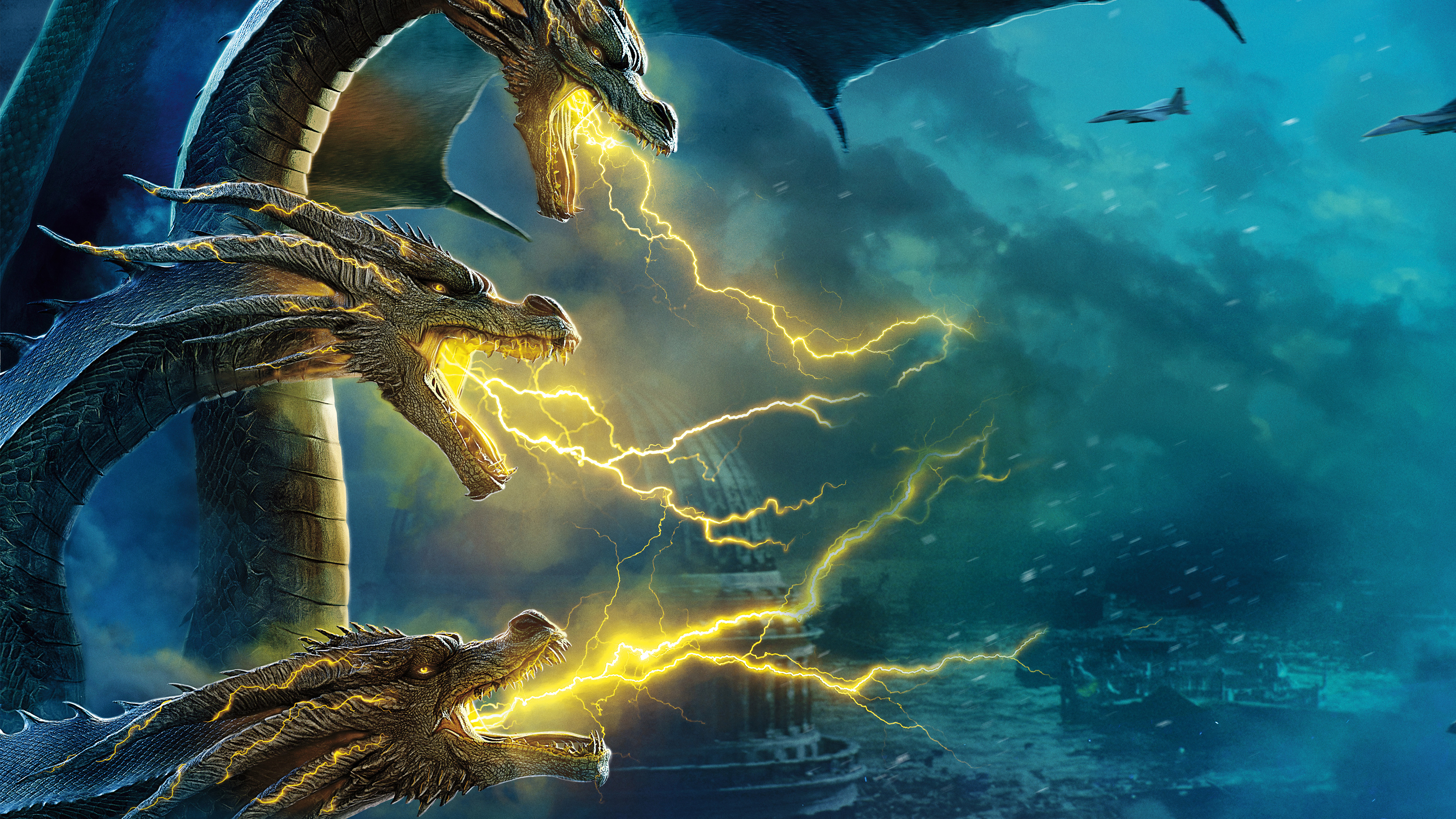 King Ghidorah Godzilla: King of the Monsters 8K Wallpaper