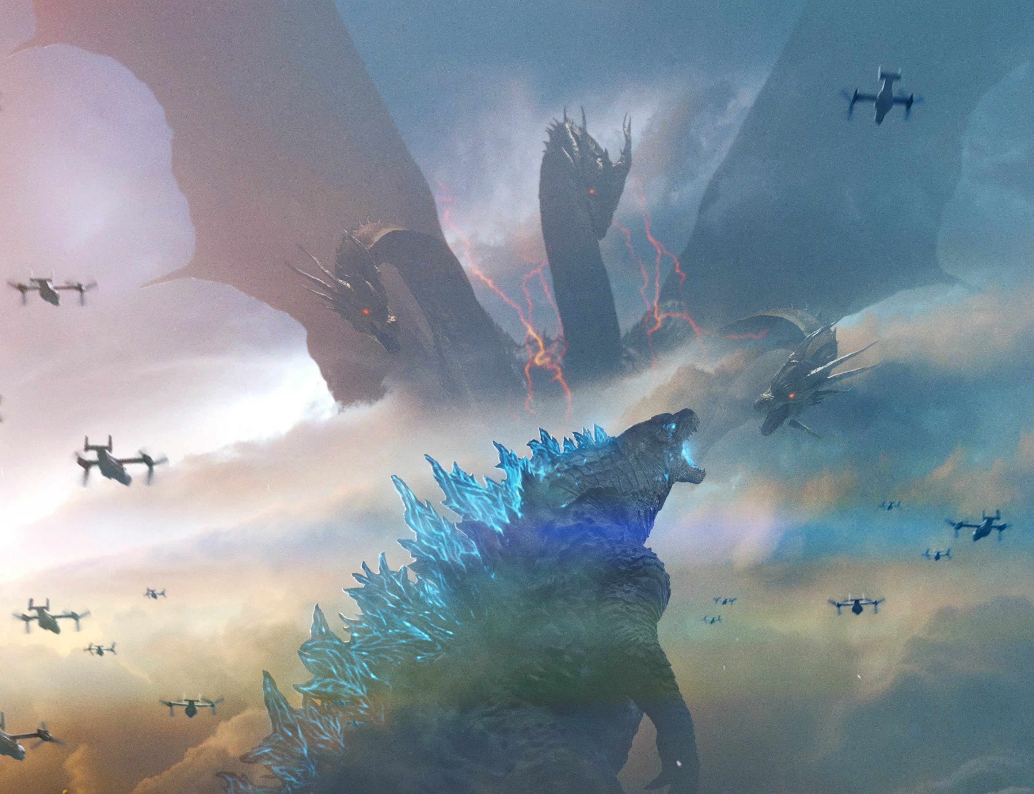 Wallpaper / Godzilla: King of the Monsters, 1080P, movies, King Ghidorah, Godzilla free download