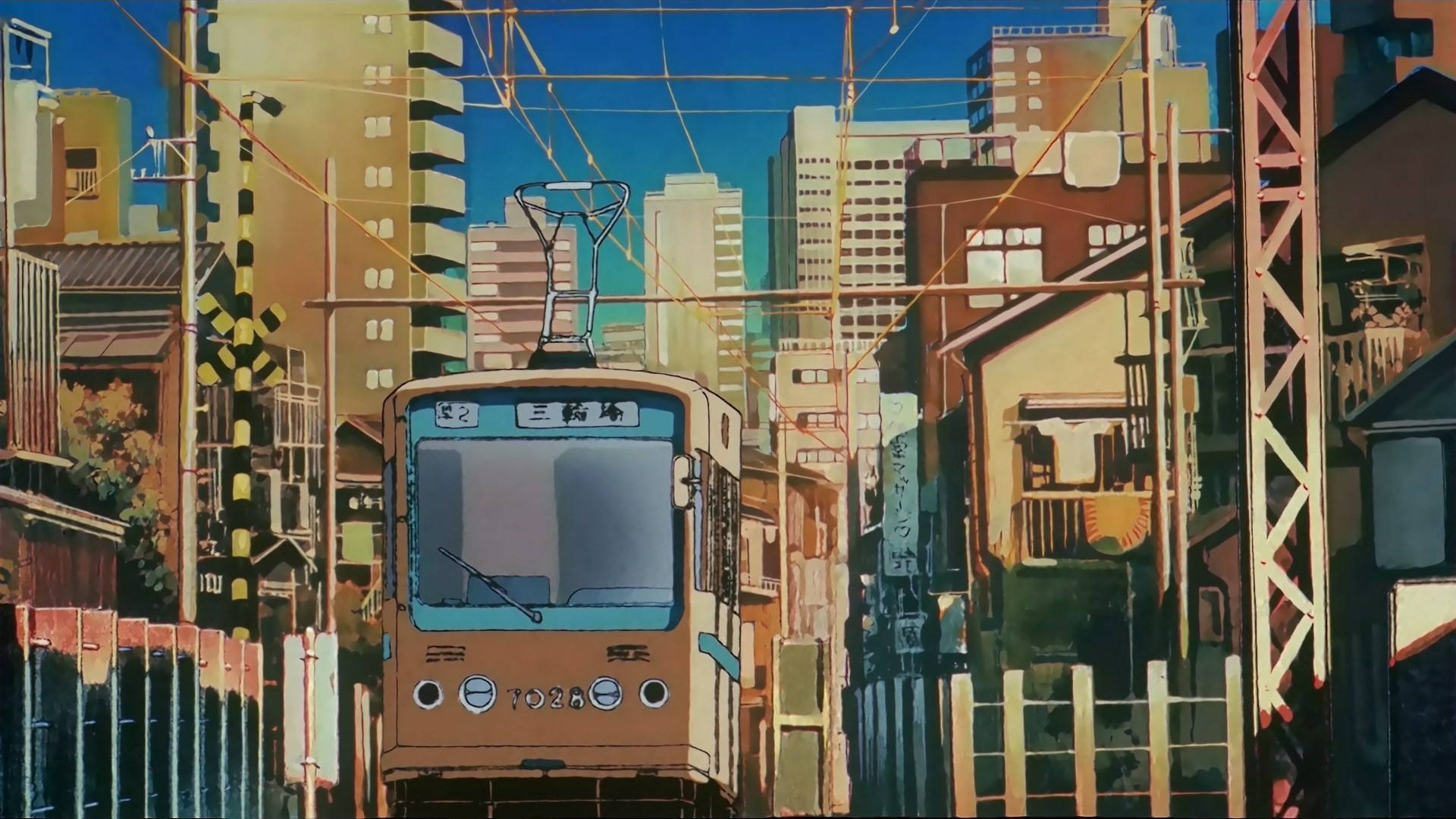 Download Anime Aesthetic Tram In City Wallpaper