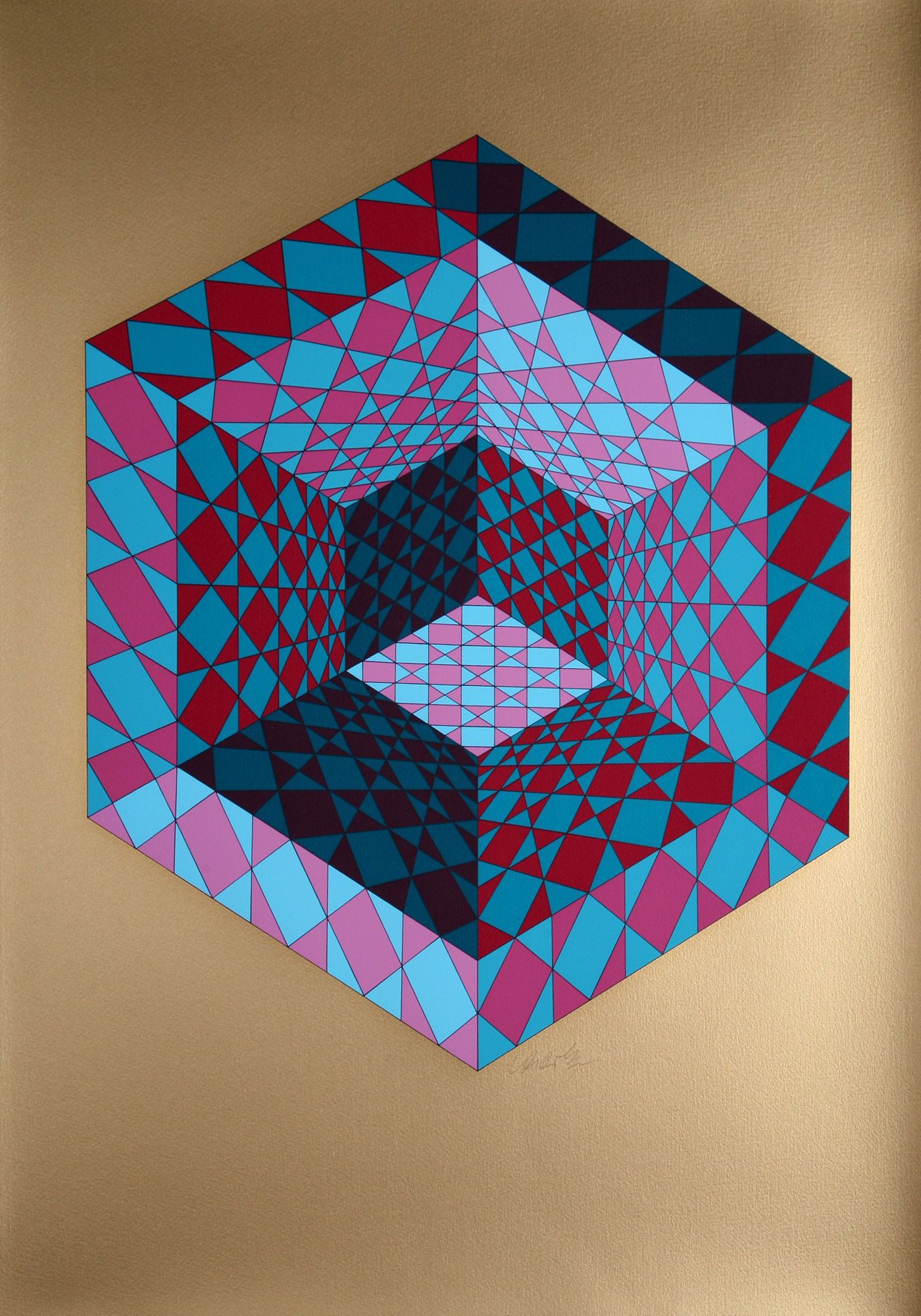 Victor Vasarely, Op Art, Colours Red And Blue Work Well Together, Uses Different Shades Which Makes It Look 3D. Victor Vasarely, Art Prints, Illusion Art