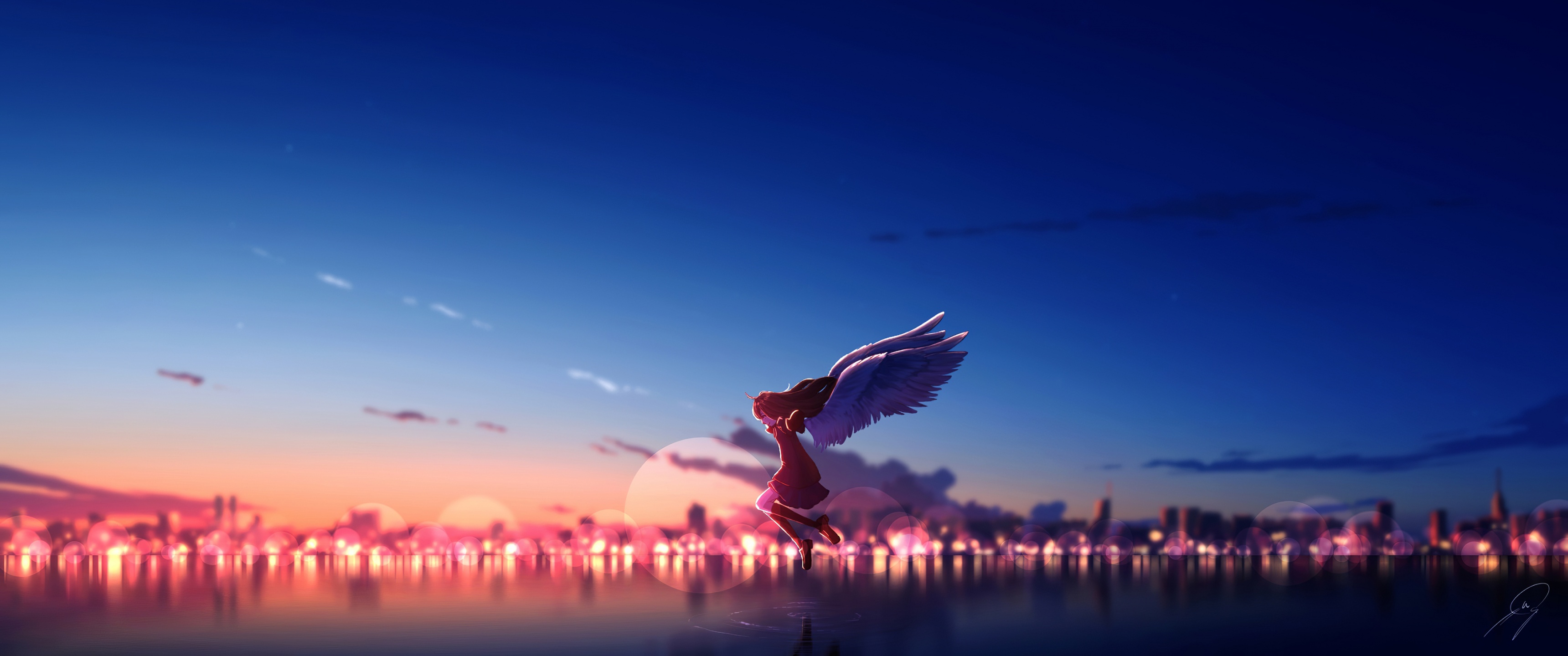 Anime girl Wallpaper 4K, Angel, Happiness