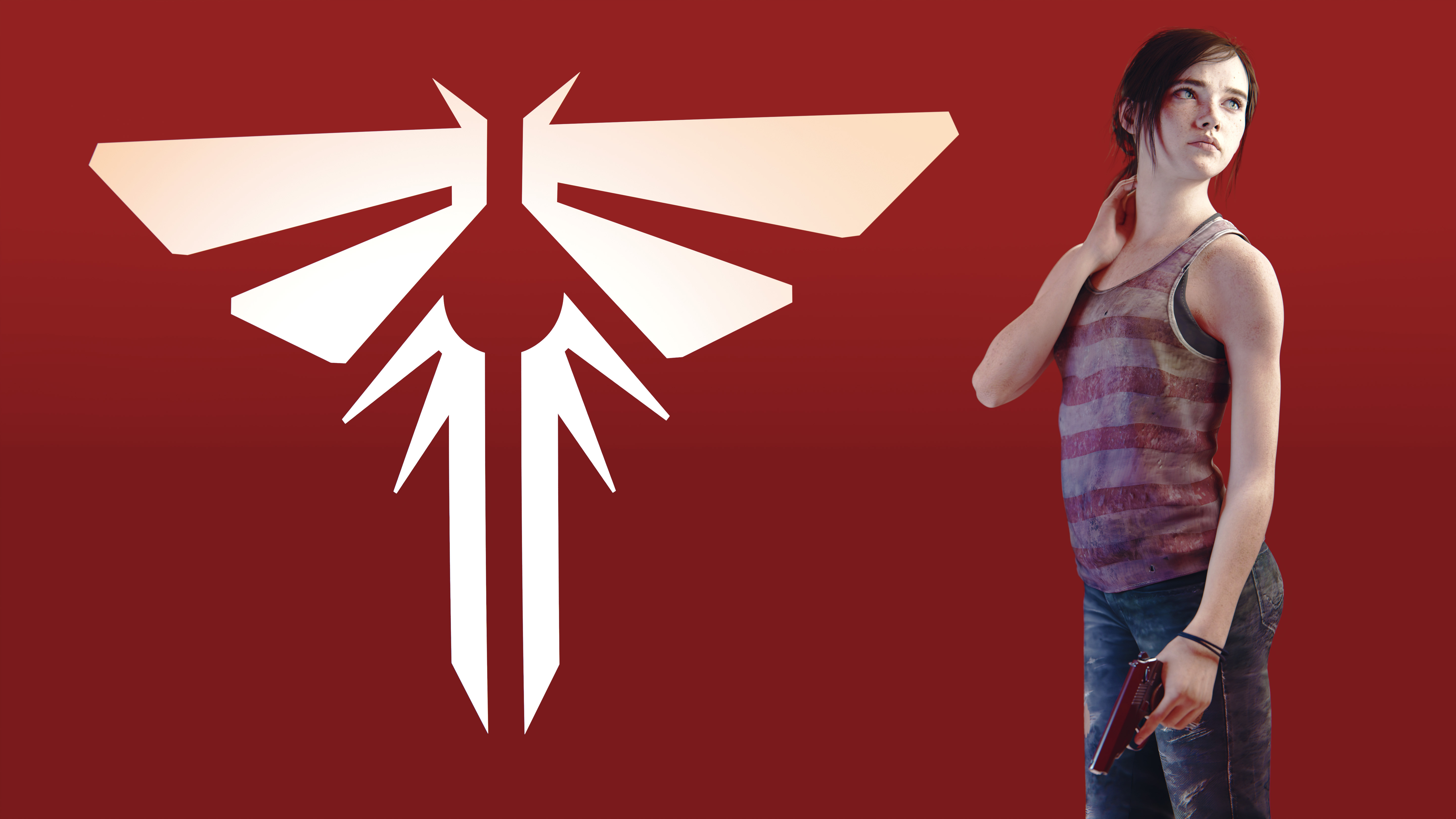 Ellie Williams, girls with guns, The Last of Us 2, PlayStation, 4K gaming, CGI, gun, digital art, video games, simple background, video game girls, minimalism, Naughty Dogx3240 Wallpaper