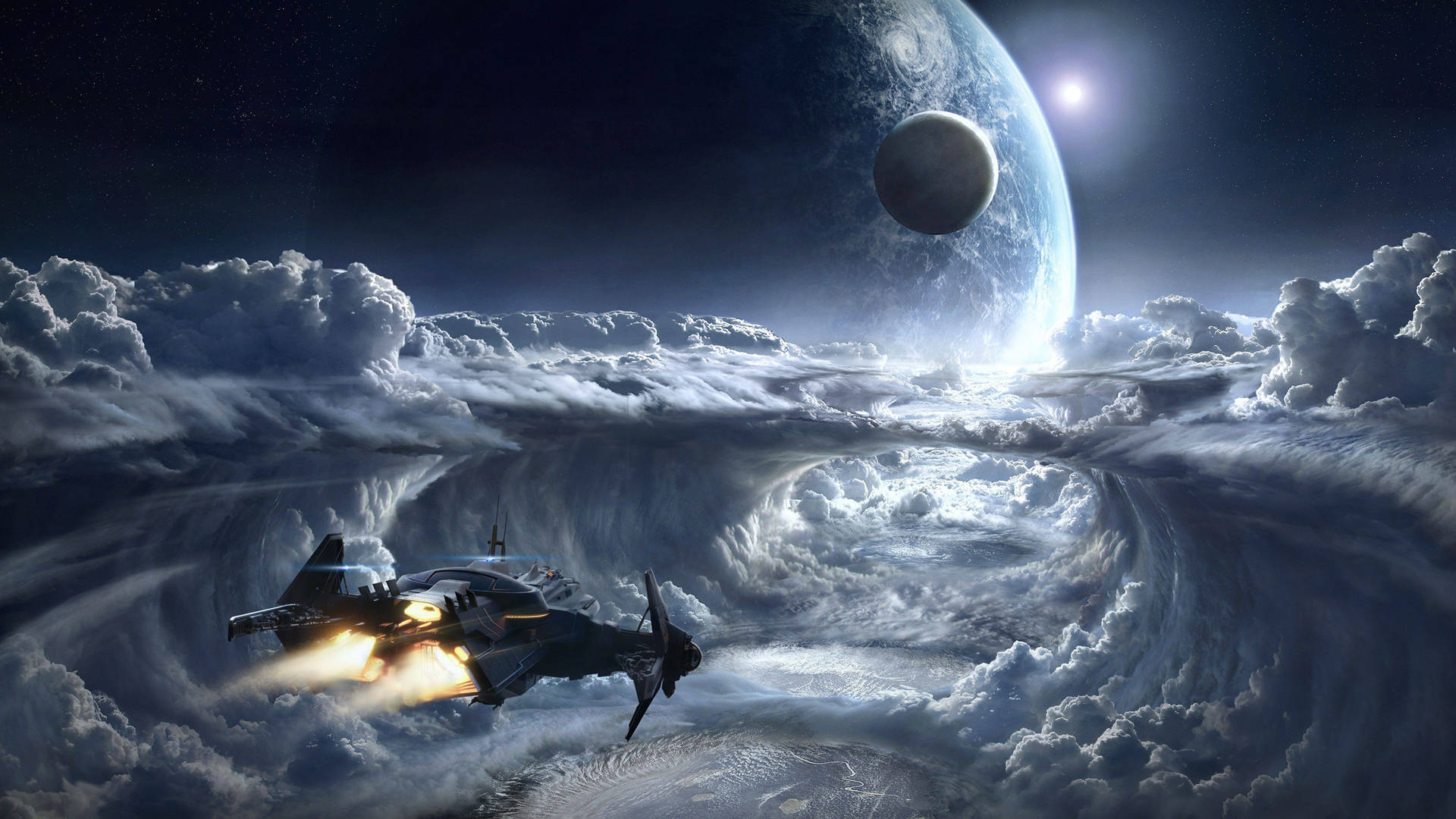 Download Spectacular Space Ship Digital Art Wallpaper