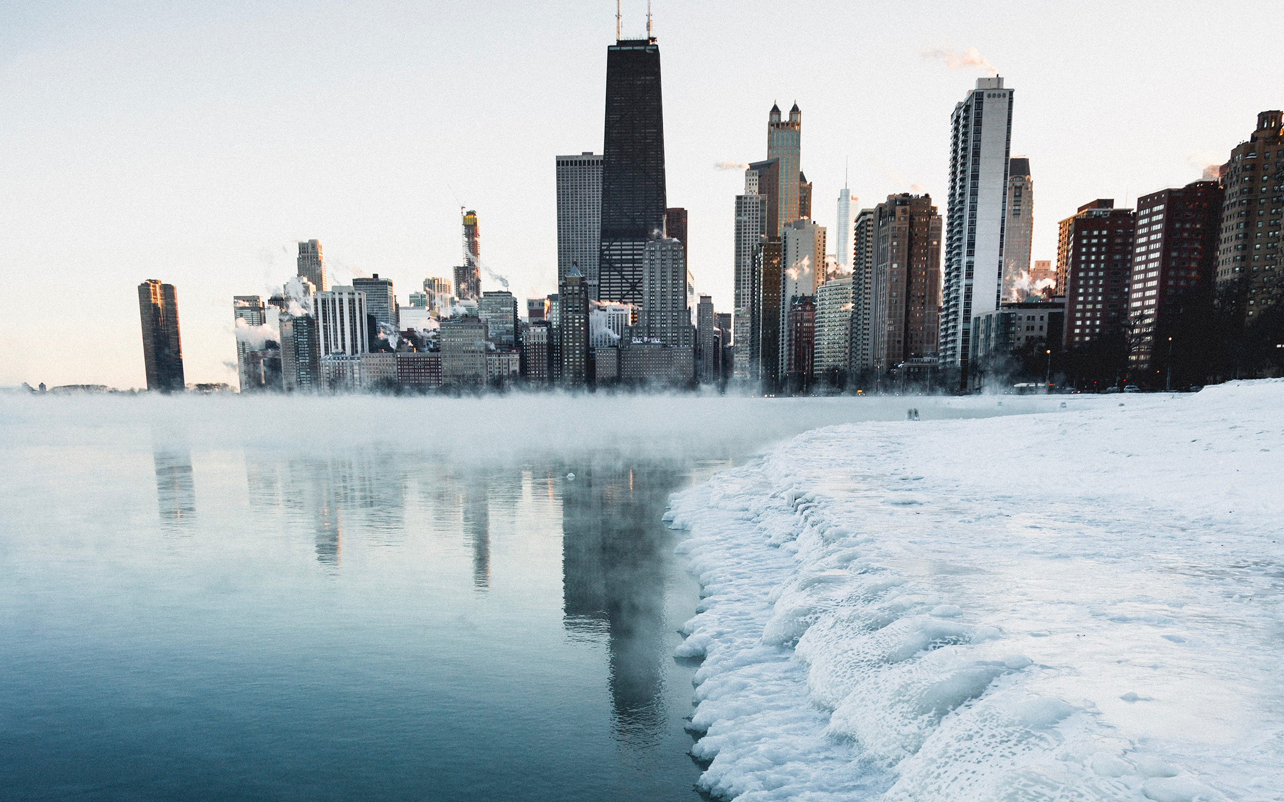 wallpaper for desktop, laptop. nature city water winter architecture snow