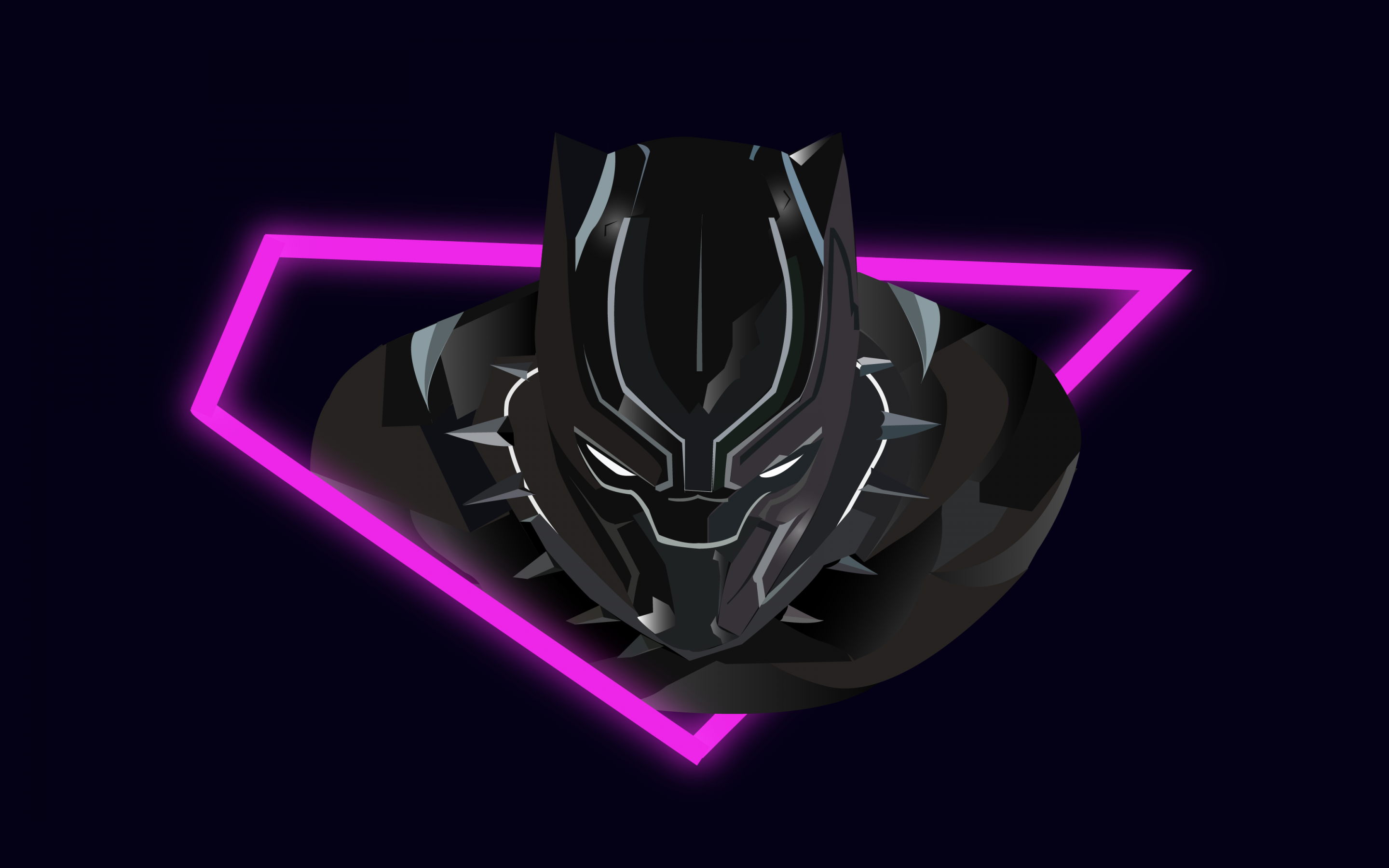 Black Panther Wallpaper 4K, Neon background, Polygonal