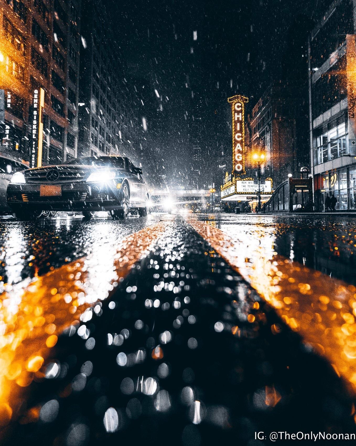 Chicago winter. Chicago winter, City lights, City lights movie