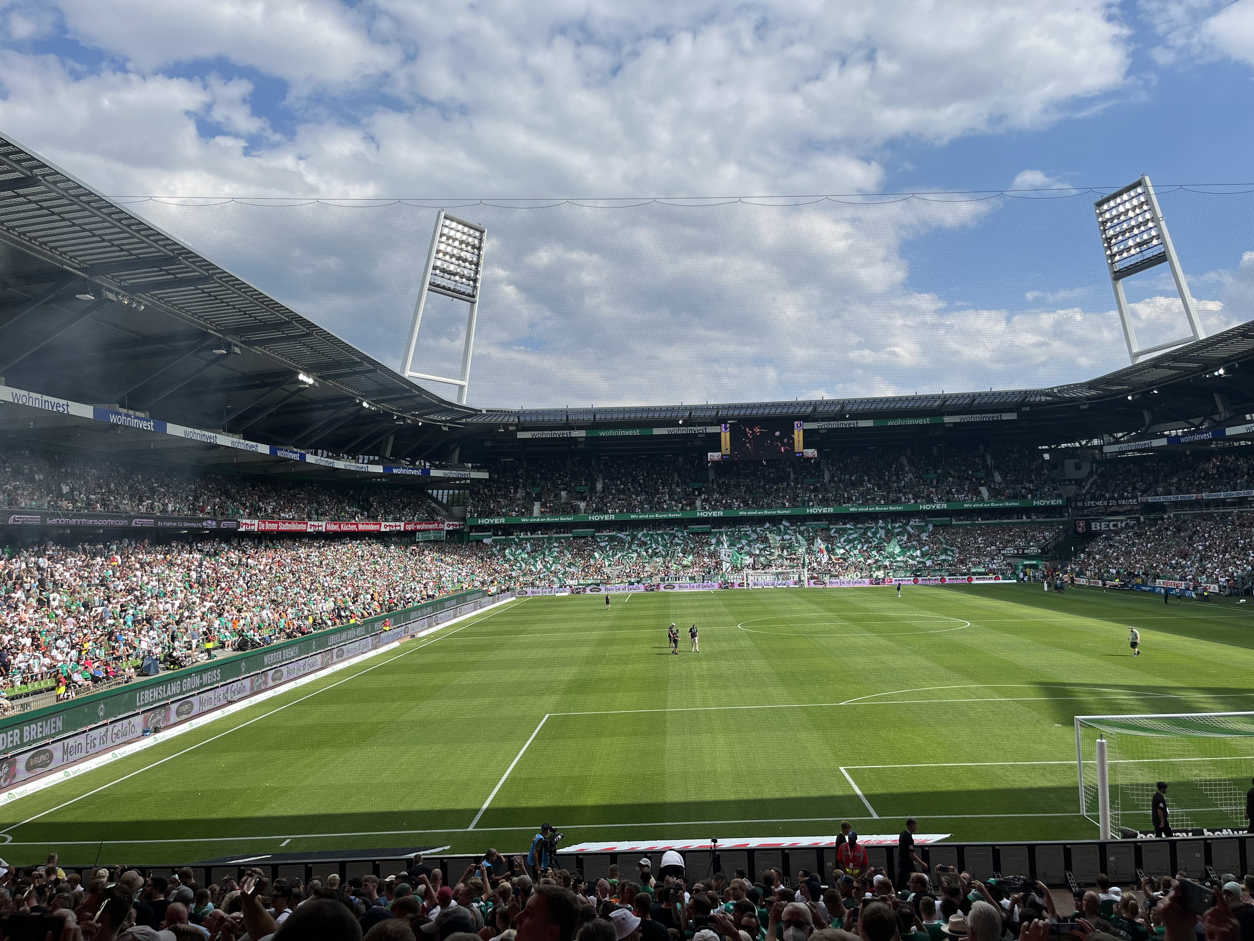 The Weser Stadium during a Bundesliga match between Werder Bremen and VfB
