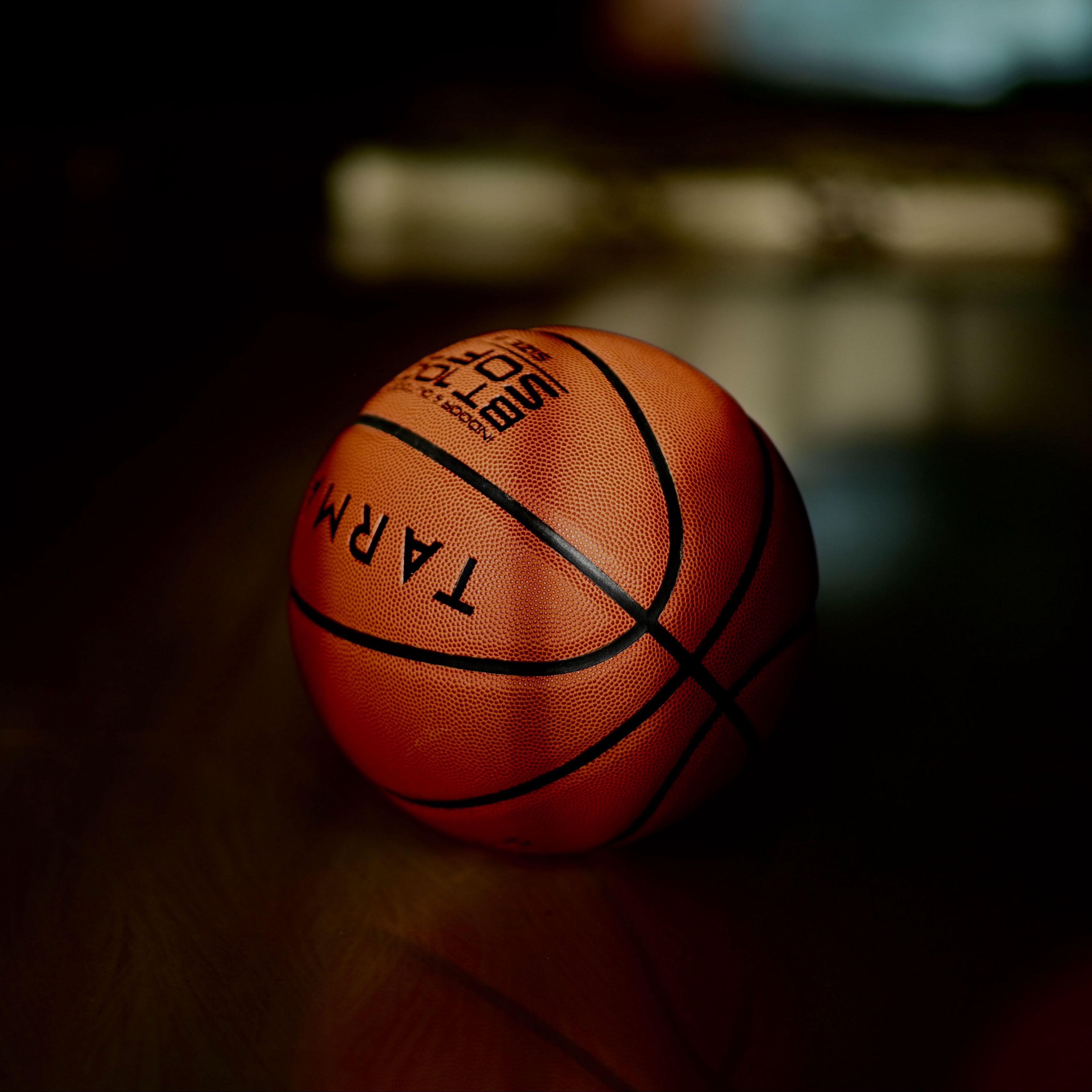 Download wallpaper 3415x3415 basketball, basketball ball, ball, dark ipad pro 12.9 retina for parallax HD background
