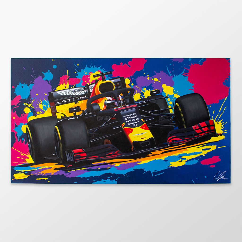 Max Verstappen Painting Colourful Red Bull. Art