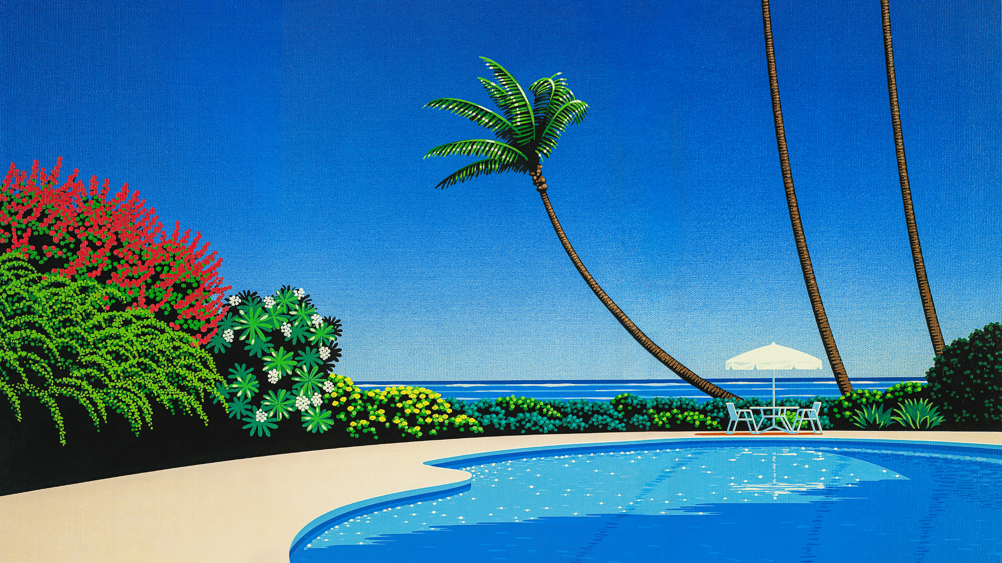 Shade of Palm Grove II by Hiroshi Nagai [3840x2160]