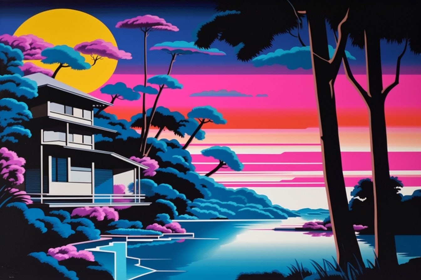 Hiroshi Nagai Style Canvas Print lakefront
