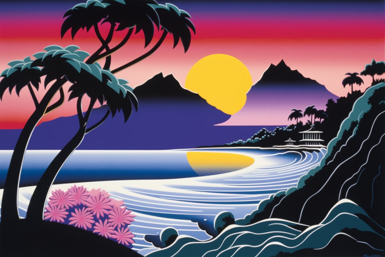 Hiroshi Nagai Style Canvas Print hidden Paradise