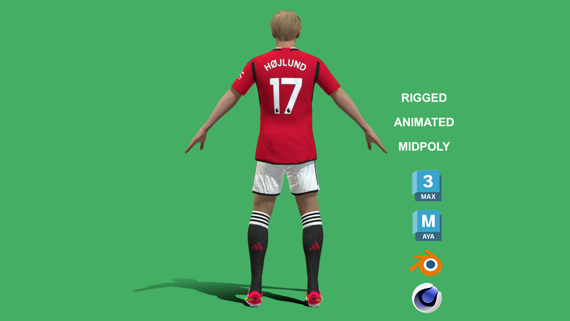 3D file 3D Rigged Rasmus Hojlund Manchester United 2024・Model to download and 3D print・Cults