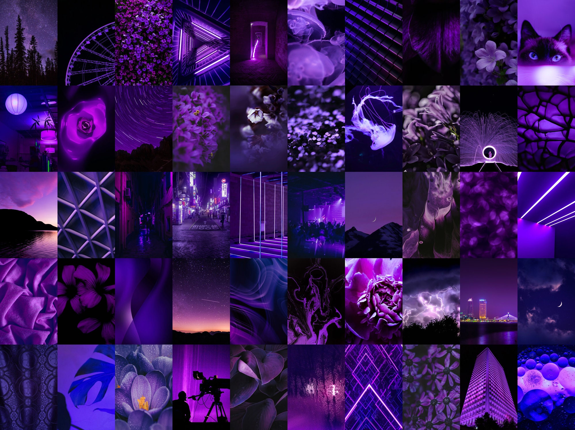 Dark Purple Wall Collage Printable Wall Collage 50 Pieces
