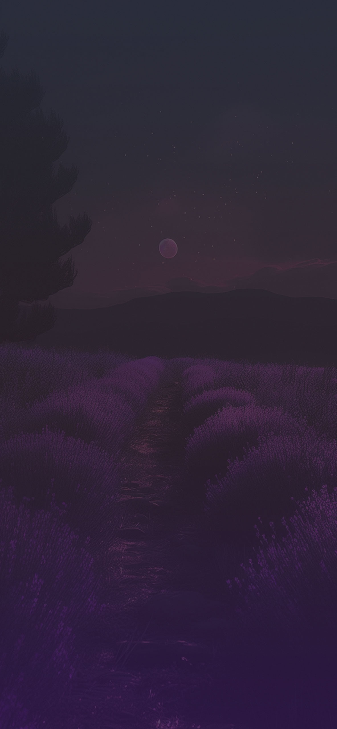 Night Lavender Field Art Wallpaper Wallpaper iPhone