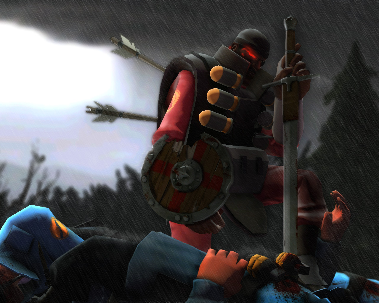 soldier, demoman, red demoman, and blu soldier (team fortress 2)