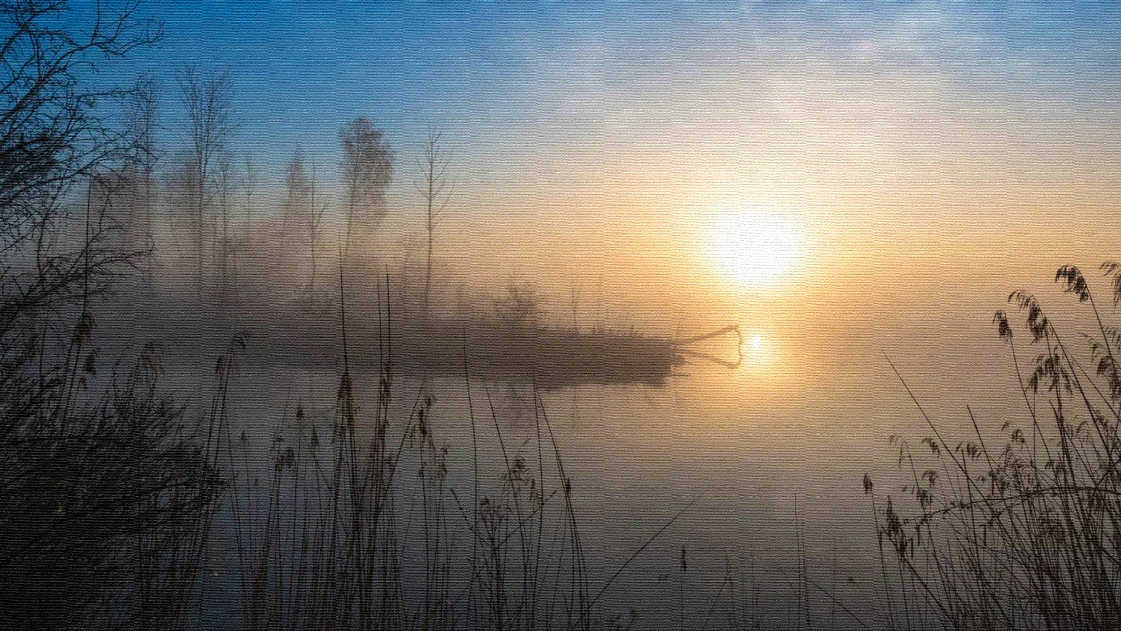 Misty Sunrise on Canvas