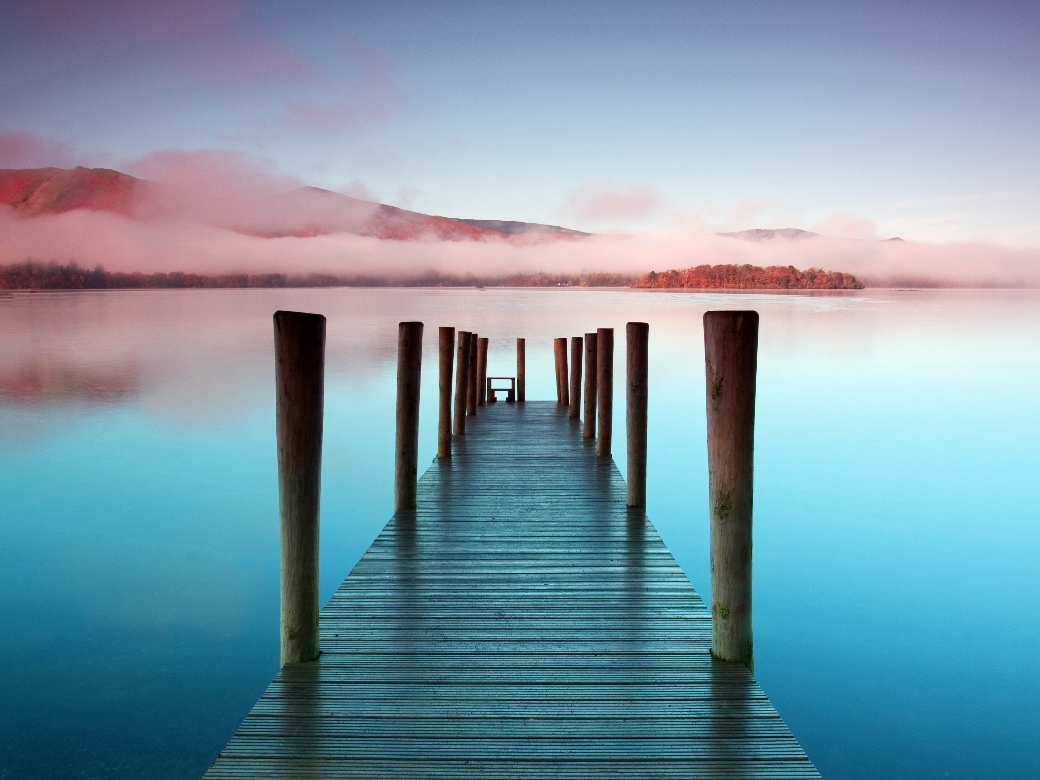 Wooden pier Wallpaper 4K, Scenic, Sunrise, Morning