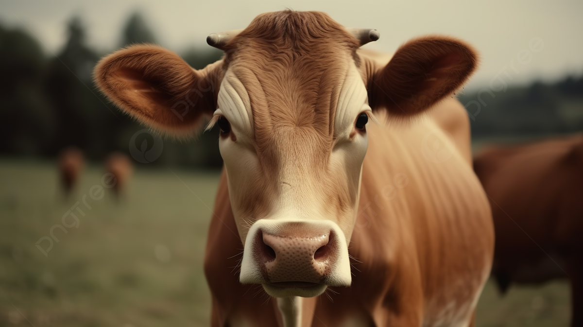 Close Up Of A Cow In An Open Field Background, Farm Animal Picture Printable Background Image And Wallpaper for Free Download