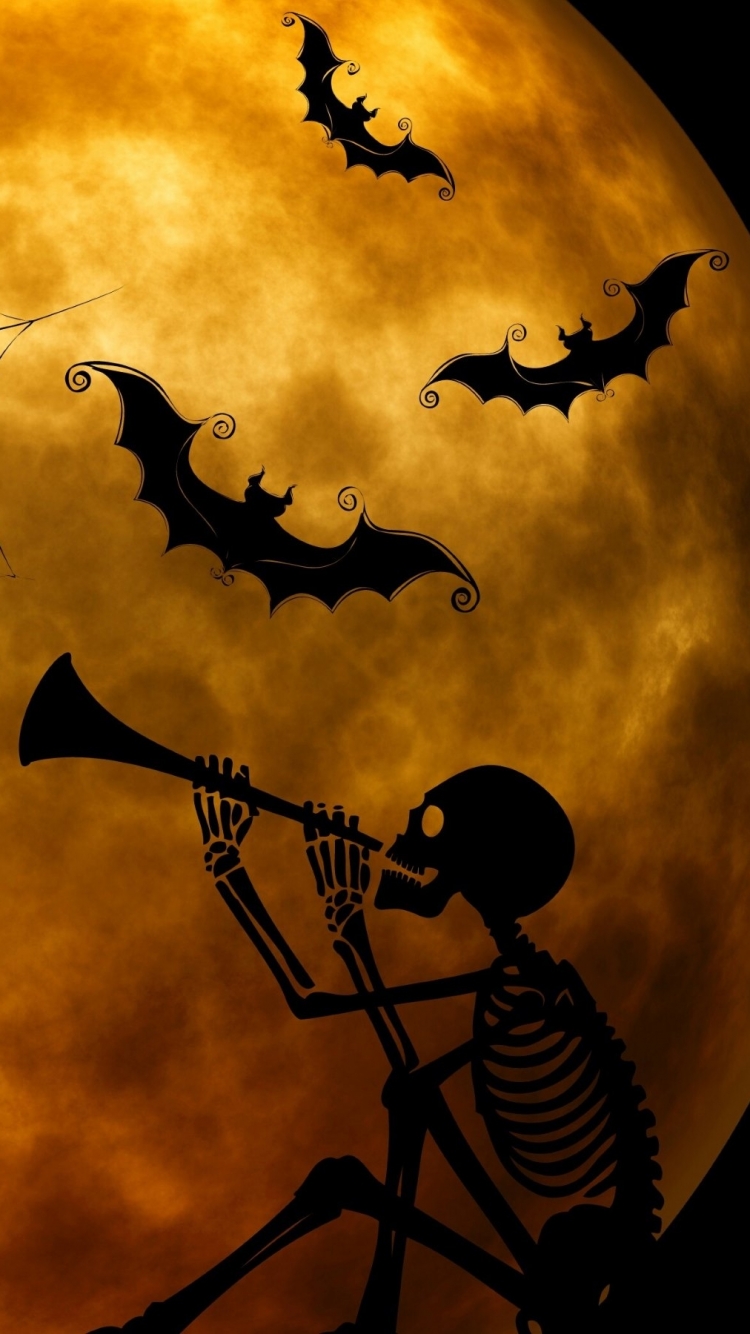 Mobile wallpaper: Halloween, Holiday, Spider, Skeleton, Bat, 1220989 download the picture for free