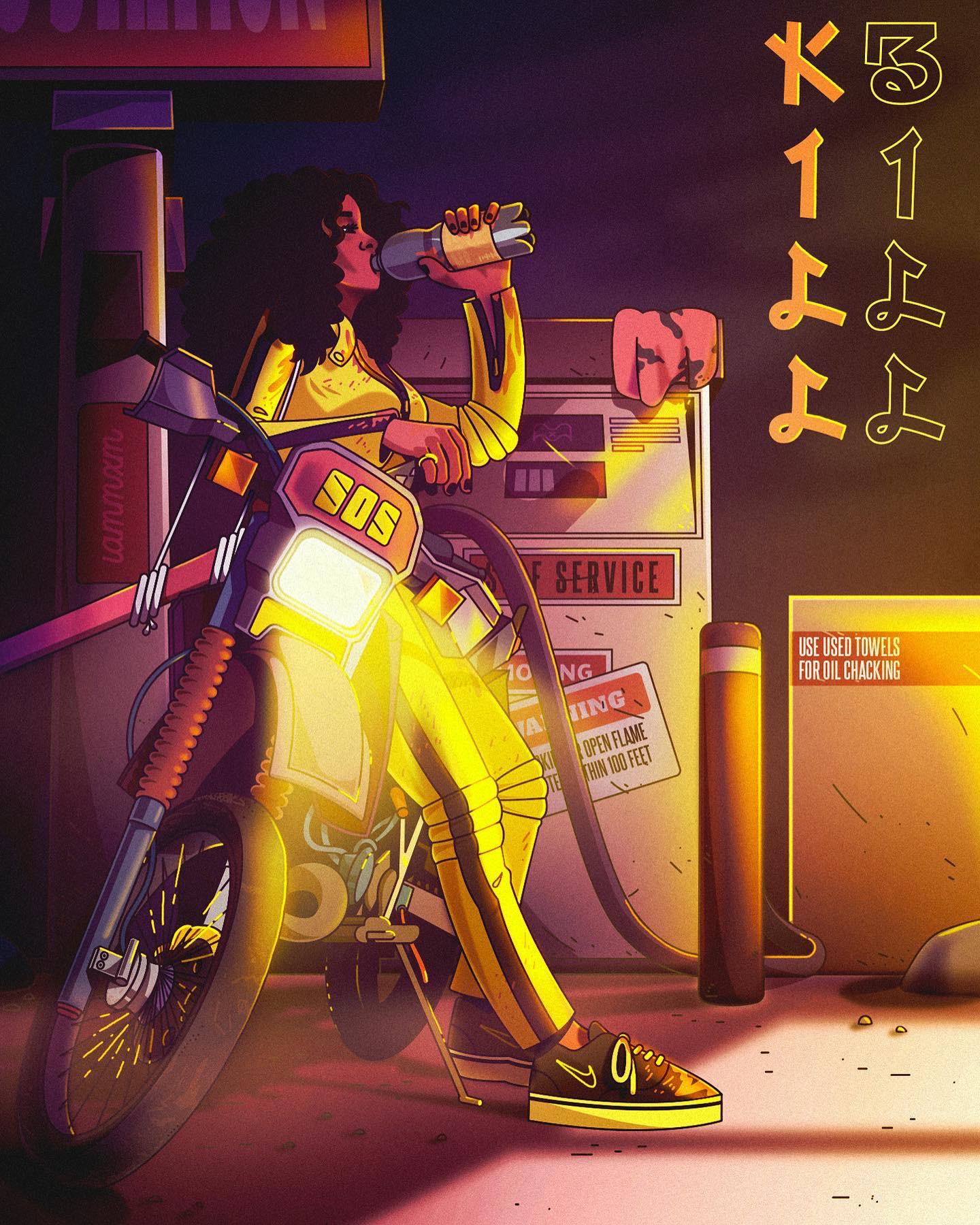 I made an illustration inspired by the song 'kill bill' by SZA ✨