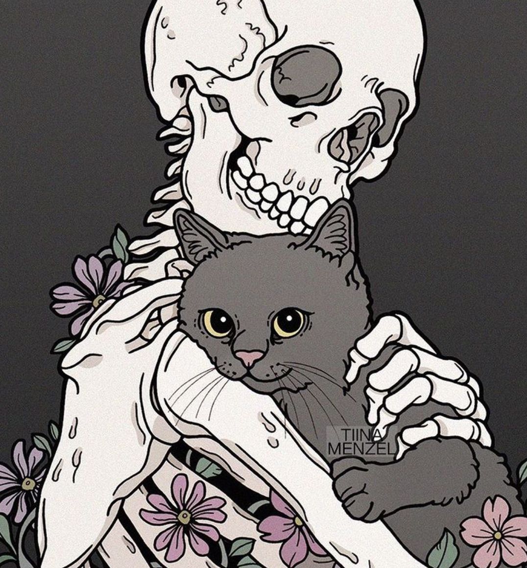 Cats. Skull wallpaper, Dark art illustrations, Skeleton art