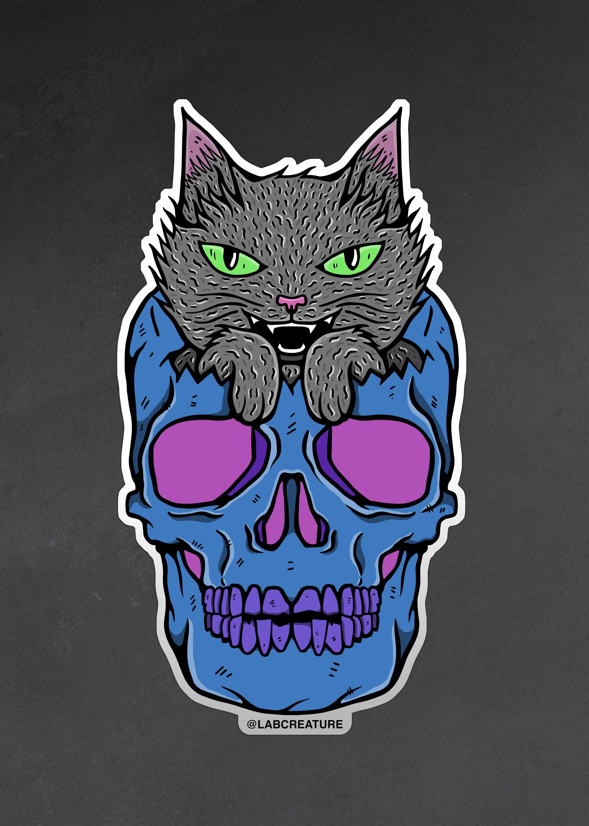 Cat in a Skull Vinyl Sticker