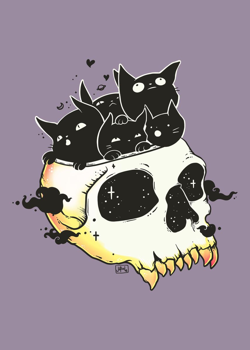 Skull Full Of Cats' Poster by Jennifer O'Toole