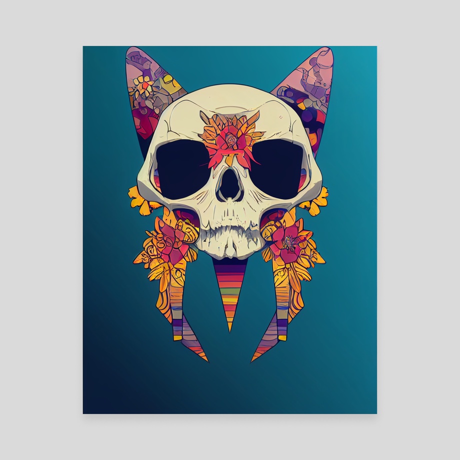 Isometric Cat Skull v1, an art canvas