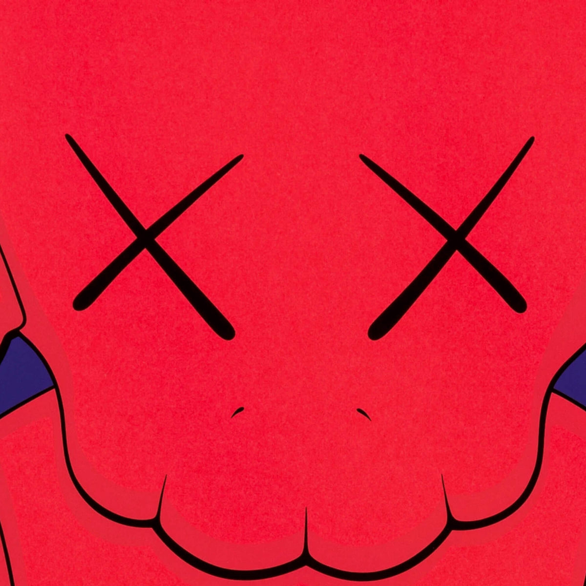 KAWS's What Party (Red On Blue) Print
