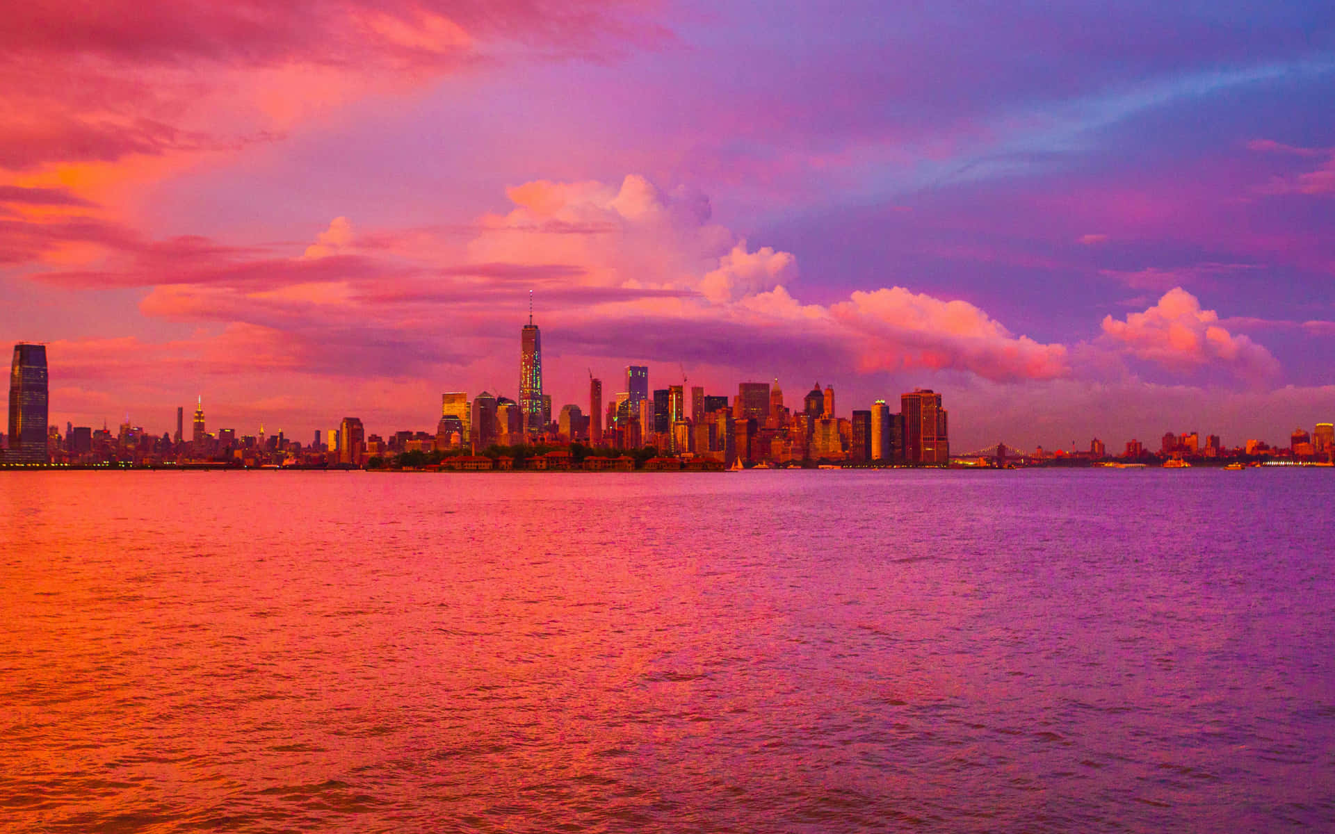 Download Orange Sky New York City 4k Ultra HD Wallpaper