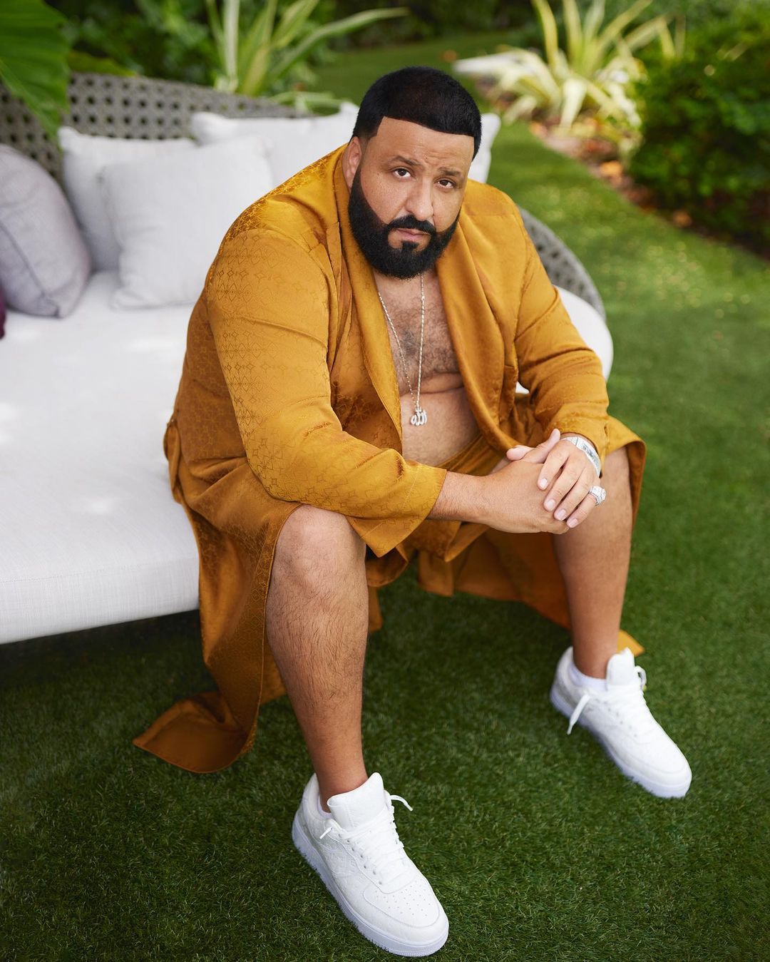 DJ Khaled Goes Bare Chested For Rihanna's Lingerie Brand [Images]