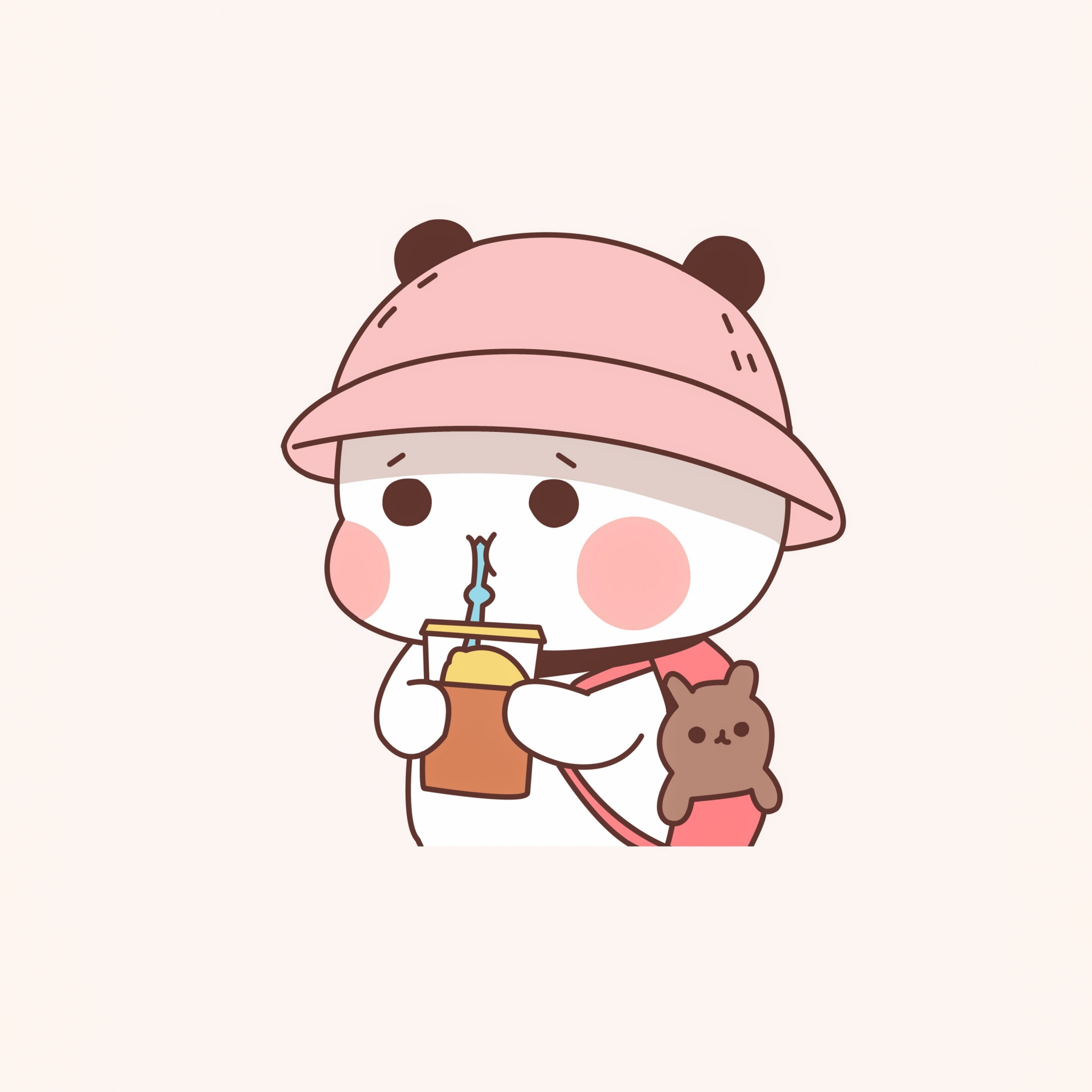 Peach cat Wallpaper 4K, Kawaii cat, 5K, Adorable, Cartoon