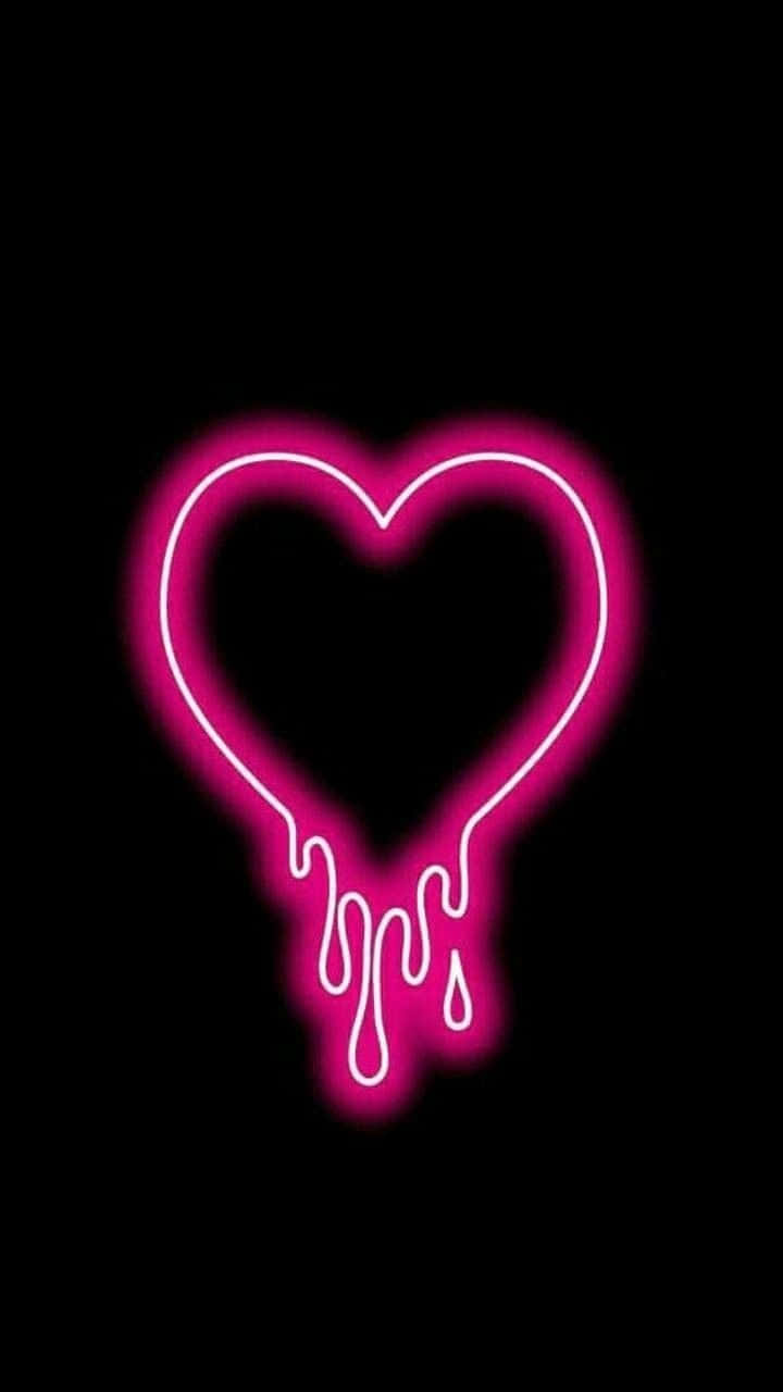 Download Melting Pink Neon Heart Light Wallpaper