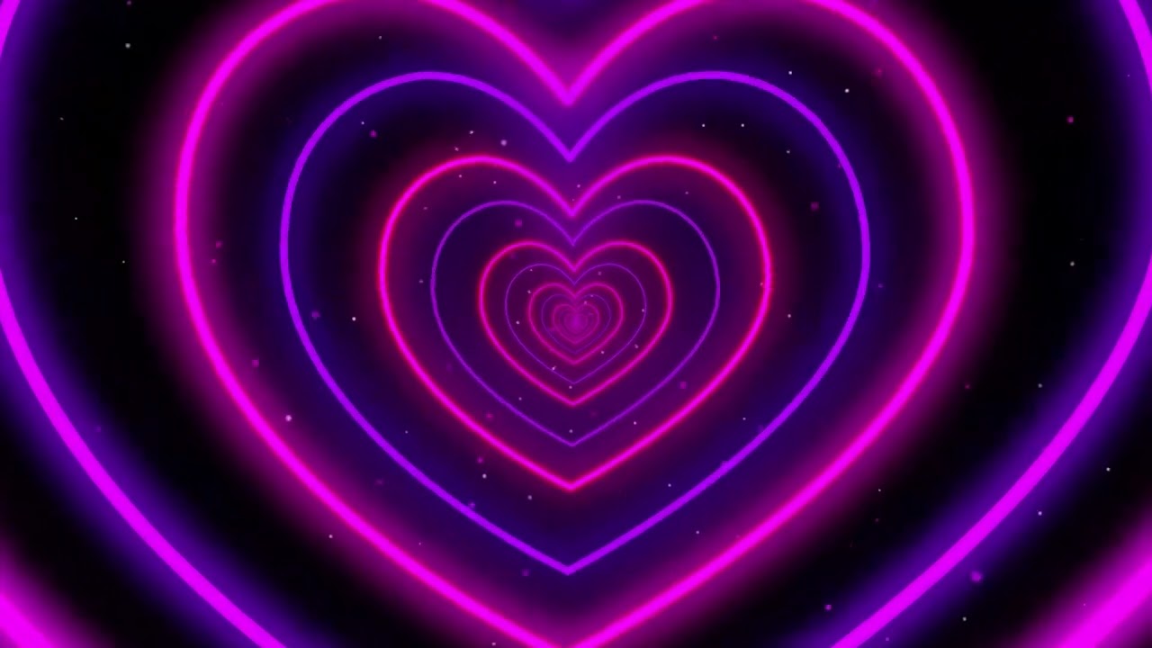 Neon led lights Heart Tunnel Particles Backgroundk 60p Heart Background Disco Pink and Purple