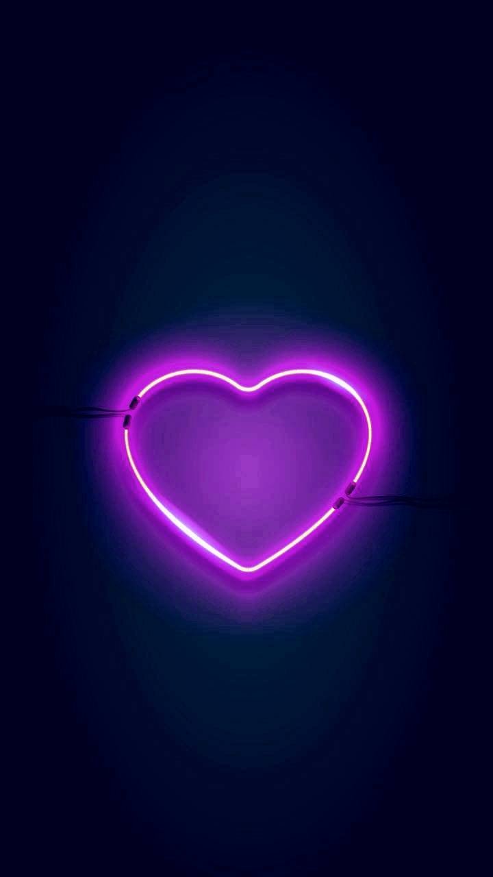 Neon purple heart background Wallpaper Download