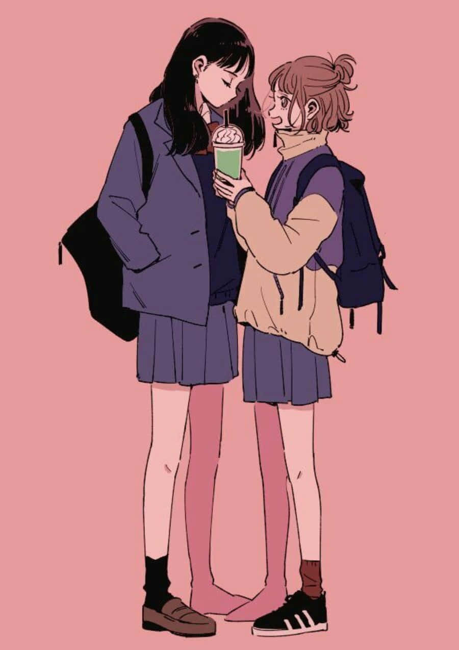 Download Lesbian Anime Pink Aesthetic Wallpaper