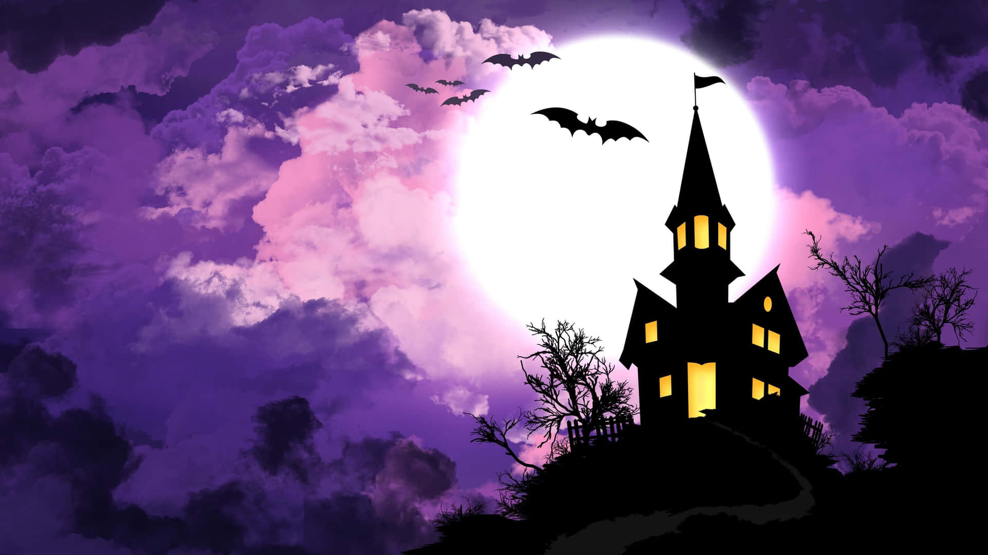 Download Scary Halloween Desktop Purple Bat Wallpaper