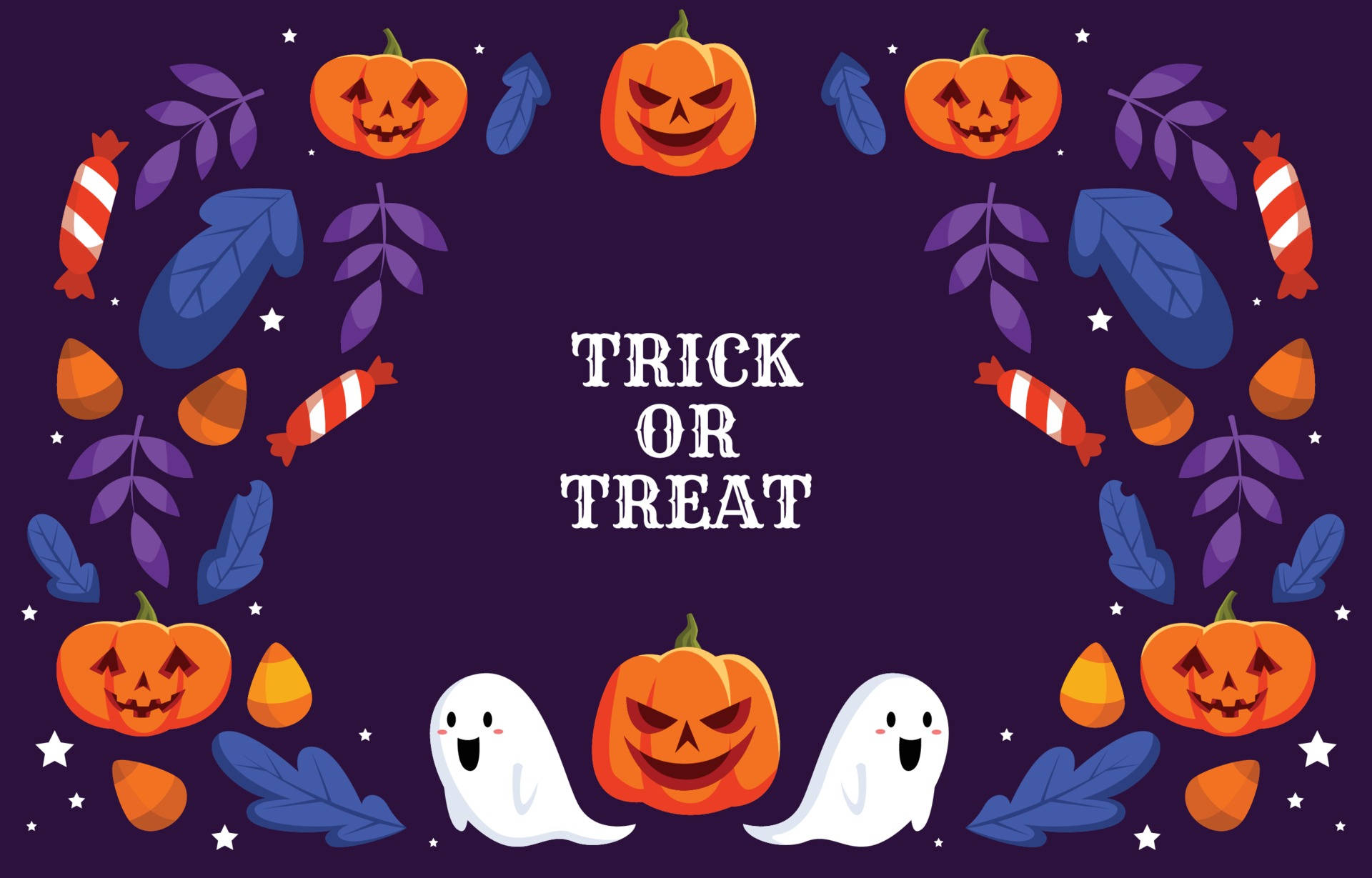 Download Trick Or Treat Halloween Computer Purple Wallpaper