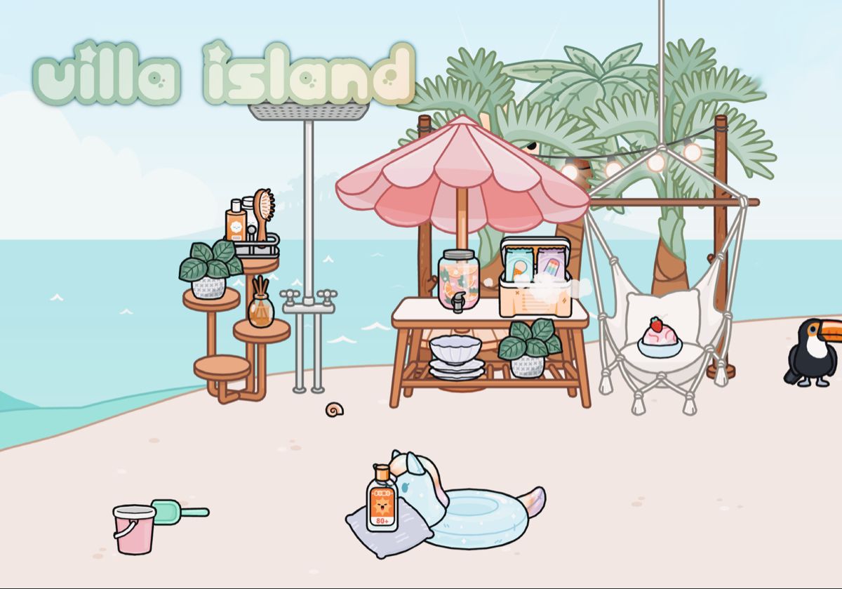 Toca Boca Life World Aesthetic Villa Island. Preppy house, Free house design, Beach house outside