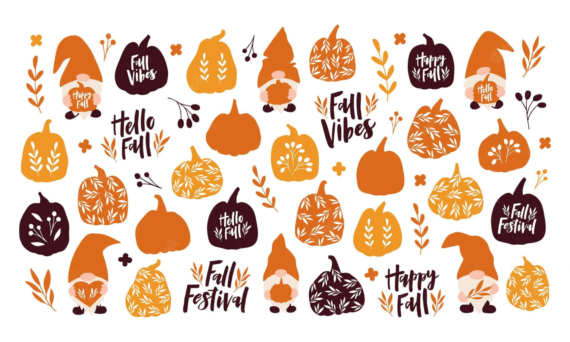 Download Cute October Desktop Featuring An Autumn Inspired Illustration Wallpaper